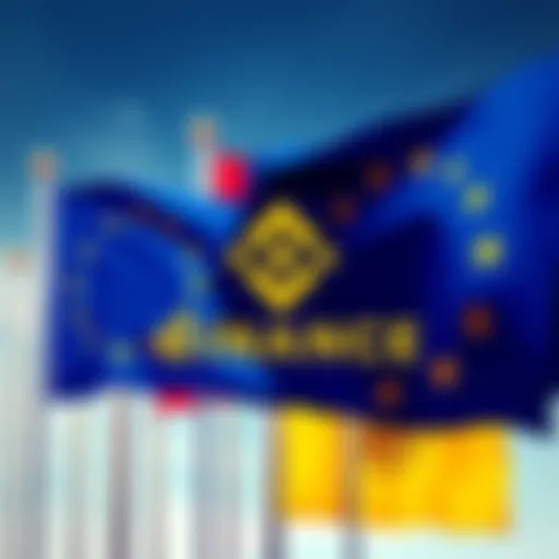 An illustration showing the Binance logo alongside European Union flags, symbolizing upcoming changes for users in Europe.