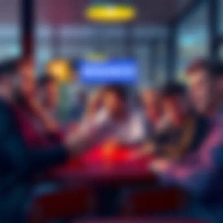 Crypto Investors Express Outrage Over Binance Delisting An angry group of crypto investors discussing Binance delisting policies at a cafe, showcasing emotions of frustration and disbelief.