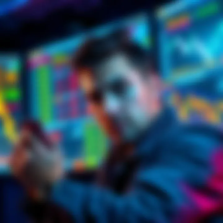 A trader worriedly looks at a screen displaying Binance token values and trading options after July 1st.