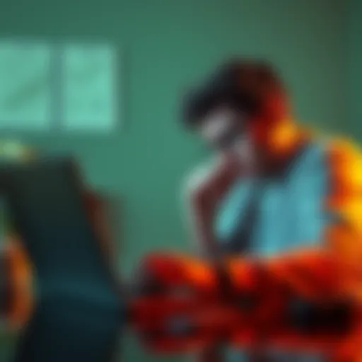 A frustrated user looks at the Binance P2P interface on a laptop, illustrating common pain points in the design.