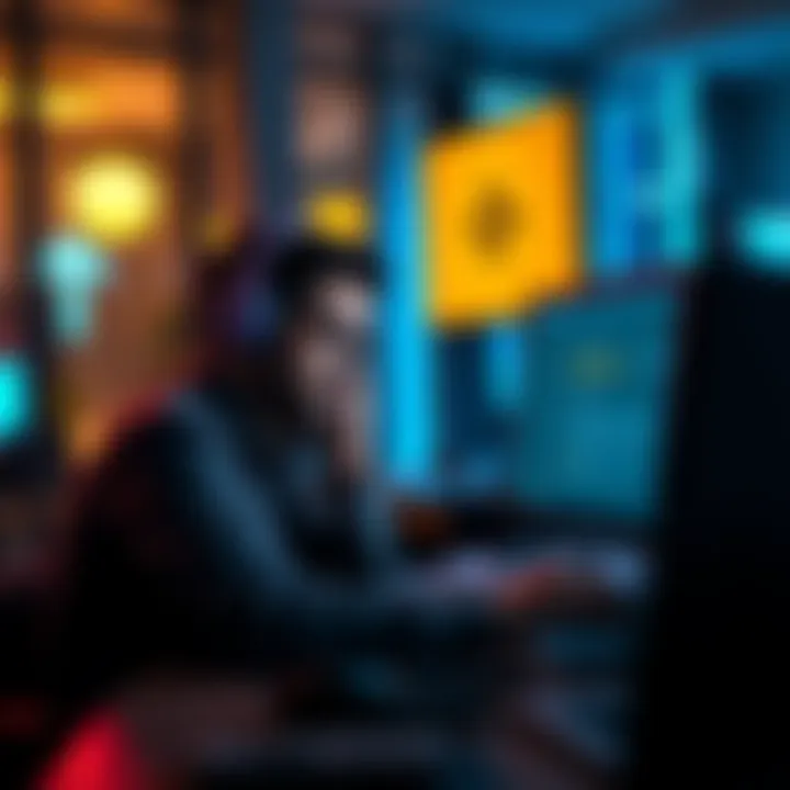 A frustrated Binance user looks at their account on a computer, showing missing USDT funds.