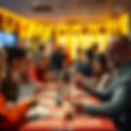 People enjoying a lively Bingo game with cards and markers at a social gathering