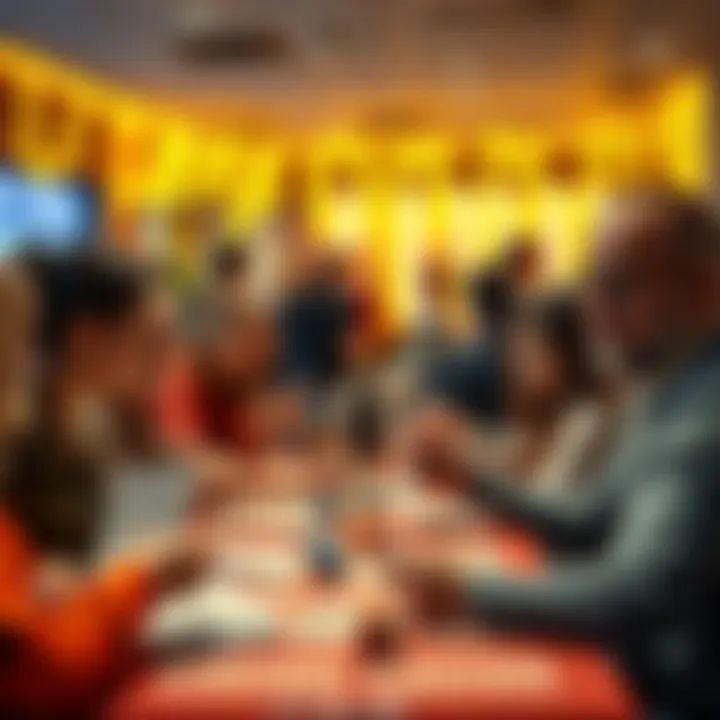 People enjoying a lively Bingo game with cards and markers at a social gathering