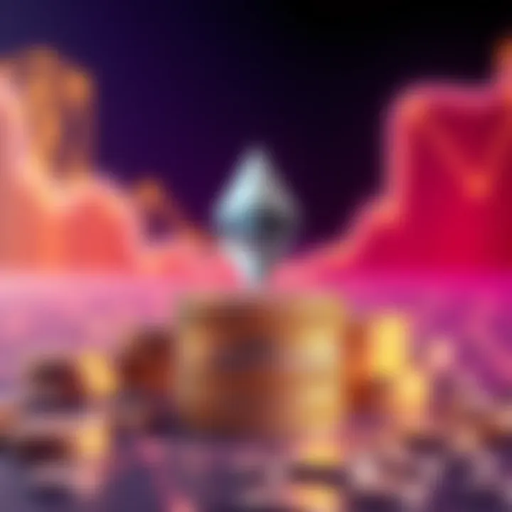 A graphic showing Ethereum coins stacked with the Bit Digital logo, symbolizing their significant investment in cryptocurrency.