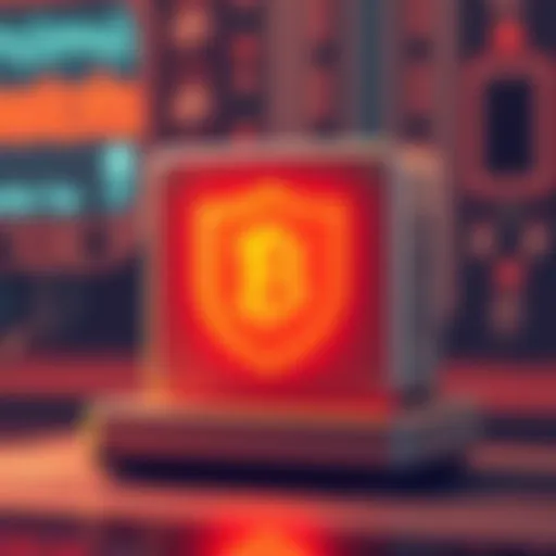 Illustration depicting a Bitbox02 device with a shield symbol, representing security upgrade options of a 12-word seed with a passphrase and a 24-word seed.