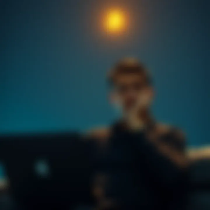 Navigating Bitcoin Ownership Post-Closure A person contemplating Bitcoin security with a laptop and a worried expression