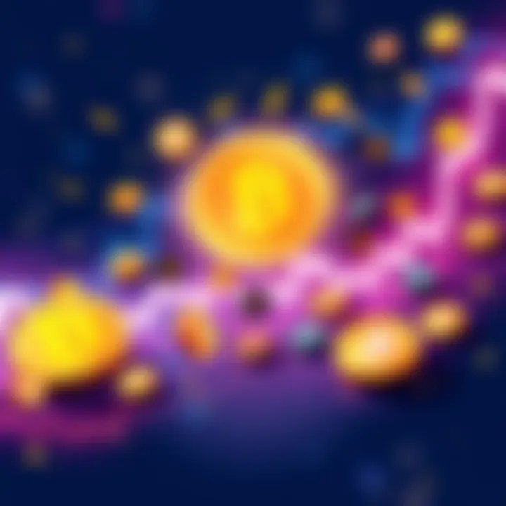 An illustration showing Bitcoin and various altcoins moving in opposite directions on a chart, symbolizing market trends