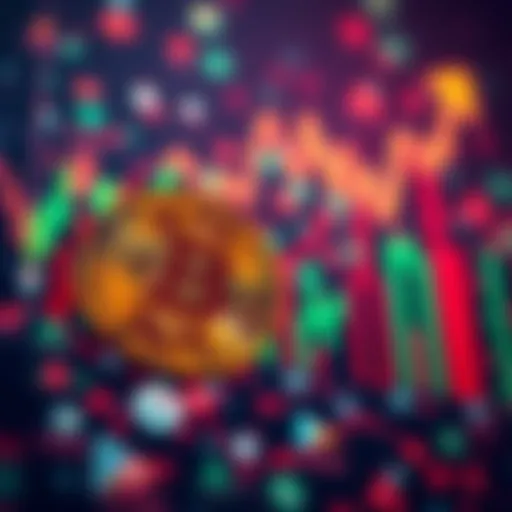 Graph showing Bitcoin's value rising with altcoins in the background, indicating market trends.