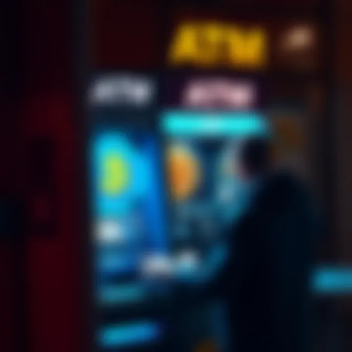 A person using a Bitcoin ATM to exchange cryptocurrency for cash in USD