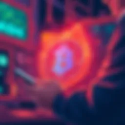 Illustration showing a person managing Bitcoin safely with a digital wallet and secure storage methods