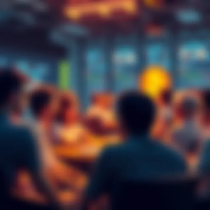 A group of people discussing Bitcoin at a digital forum, sharing questions and insights about cryptocurrency.
