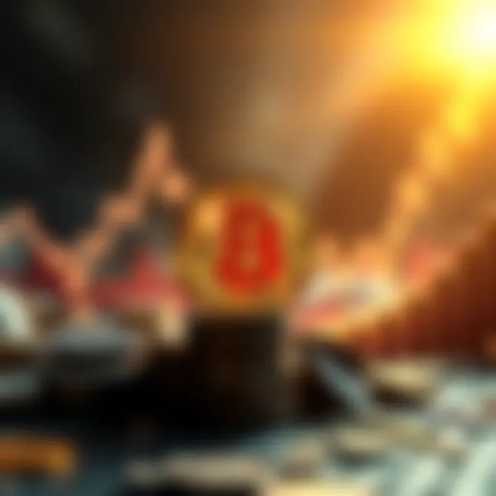 A Bitcoin symbol shines brightly against a backdrop of falling traditional assets like bonds, representing a shift in investment strategies.