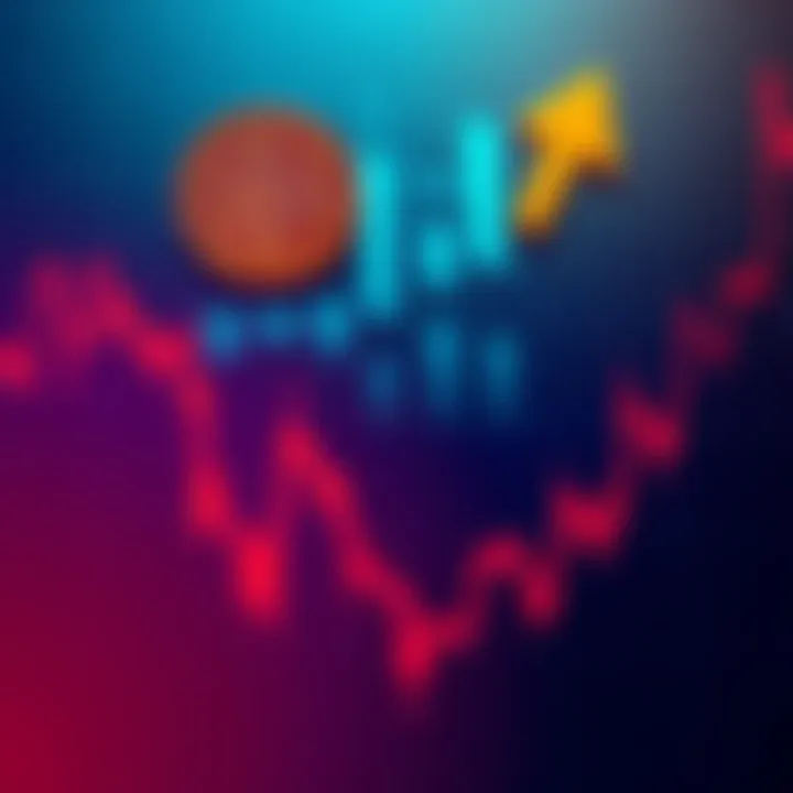 A graph showing the decline of Bitcoin prices with an arrow pointing down, symbolizing economic concerns during Trump's presidency.