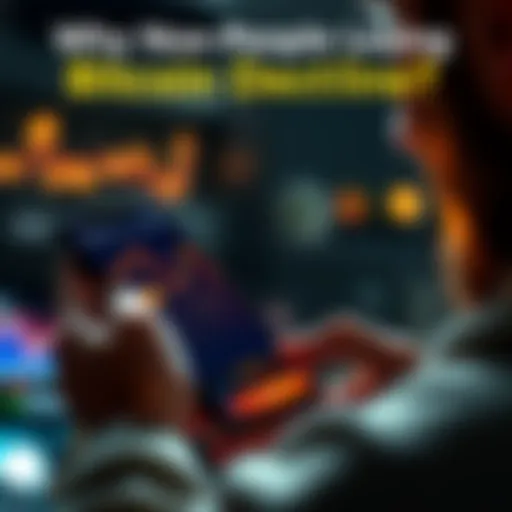 A person looking at a falling Bitcoin chart on a smartphone, illustrating the decline in interest and value of Bitcoin