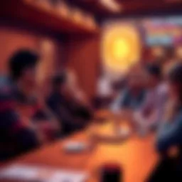 Bitcoin Discussion Group A group of people discussing Bitcoin in a casual setting, sharing insights and asking questions.