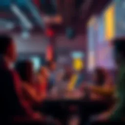 A group of people enthusiastically discussing Bitcoin, sharing ideas and insights in a vibrant online forum setting.