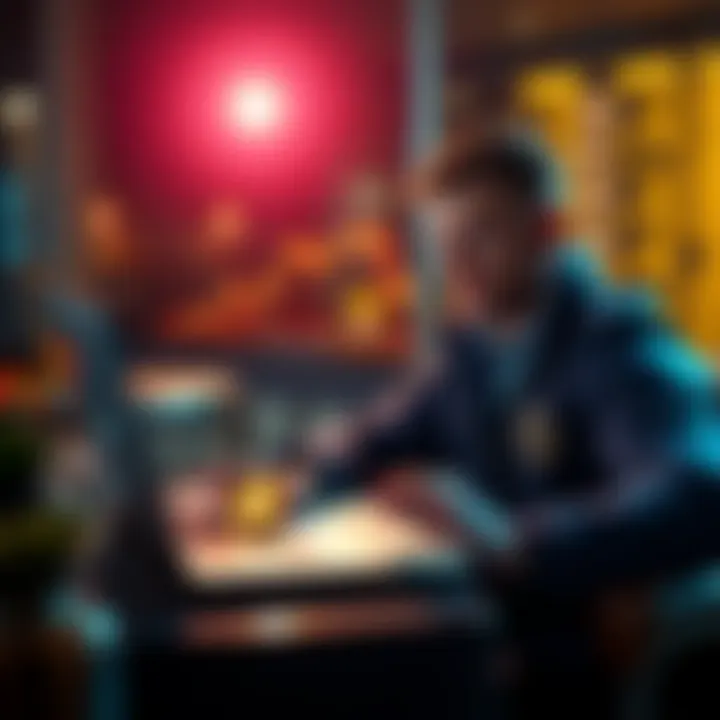 A person analyzing Bitcoin trends on a laptop while considering dollar cost averaging investment strategy.