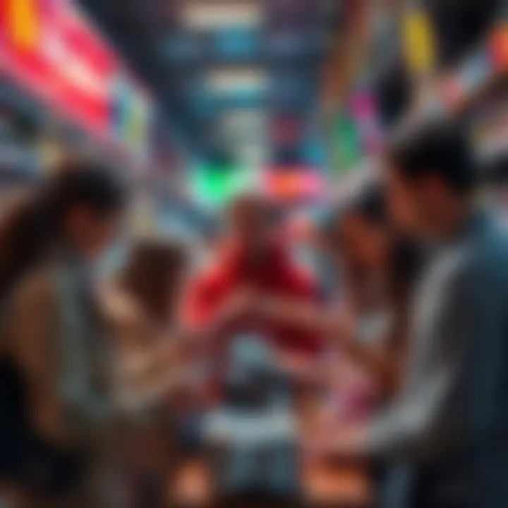 Several people making everyday purchases with Bitcoin at a local store