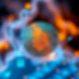 A Bitcoin symbol surrounded by icons representing electricity and internet connectivity, highlighting their importance for cryptocurrency operations.