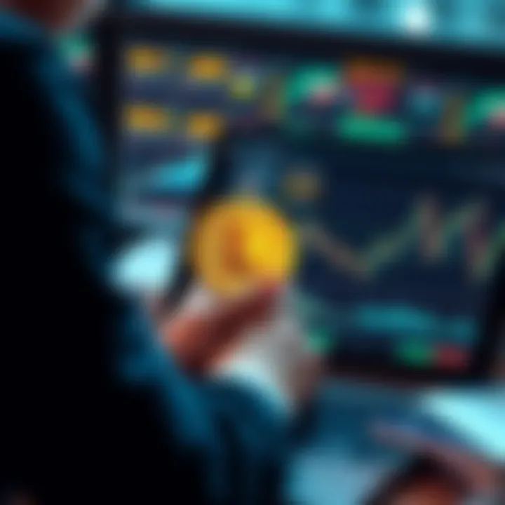 Bitcoin ETF Investment A person analyzing Bitcoin ETF charts on a laptop, considering investment options in cryptocurrency.