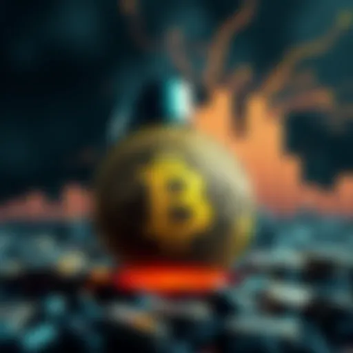A visual representation of Bitcoin represented as a ticking bomb, symbolizing financial uncertainty.