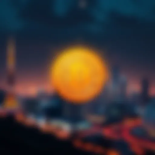 A golden Bitcoin symbol shines against a futuristic city skyline, symbolizing its lasting value for generations to come.