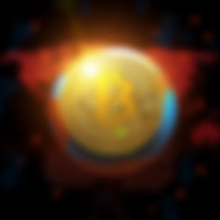 A Bitcoin symbol overlaying a world map, representing financial access for people globally.