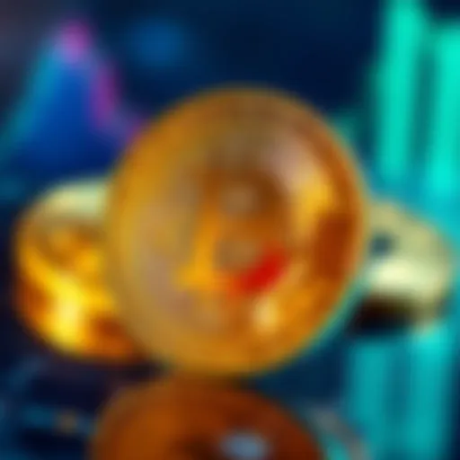 A digital representation of Bitcoin styled as a shiny gold coin, highlighting the connection between cryptocurrency and traditional gold assets.