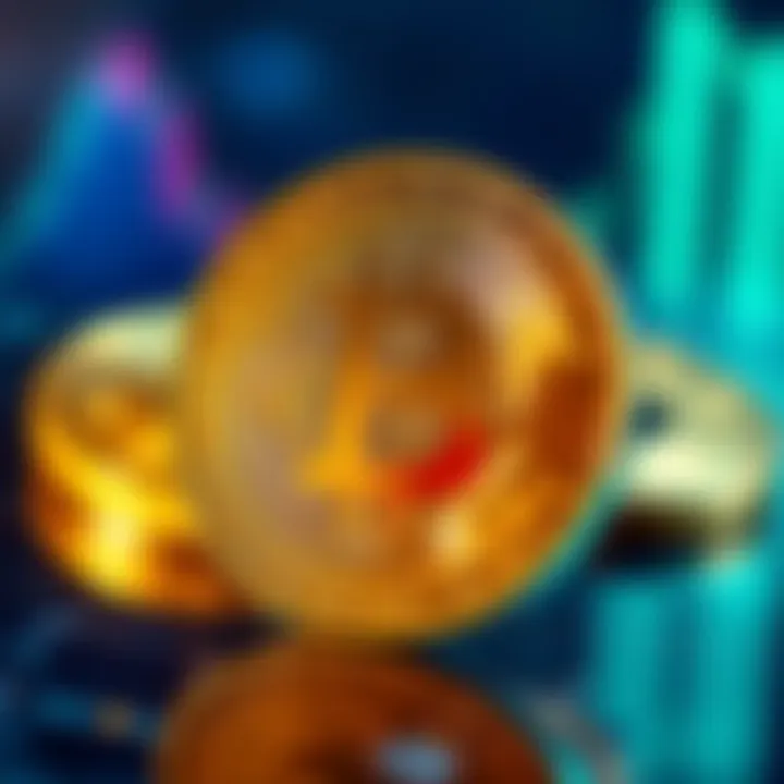 A digital representation of Bitcoin styled as a shiny gold coin, highlighting the connection between cryptocurrency and traditional gold assets.