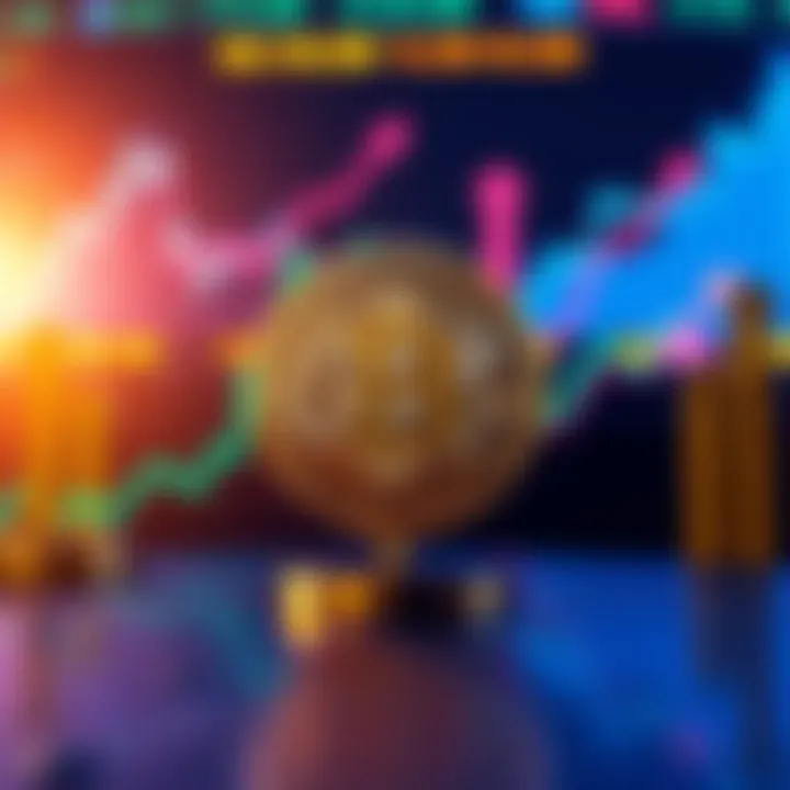 A graphic showing a Bitcoin symbol surrounded by charts and upward arrows, indicating market growth and investment strategies related to the upcoming halving event.