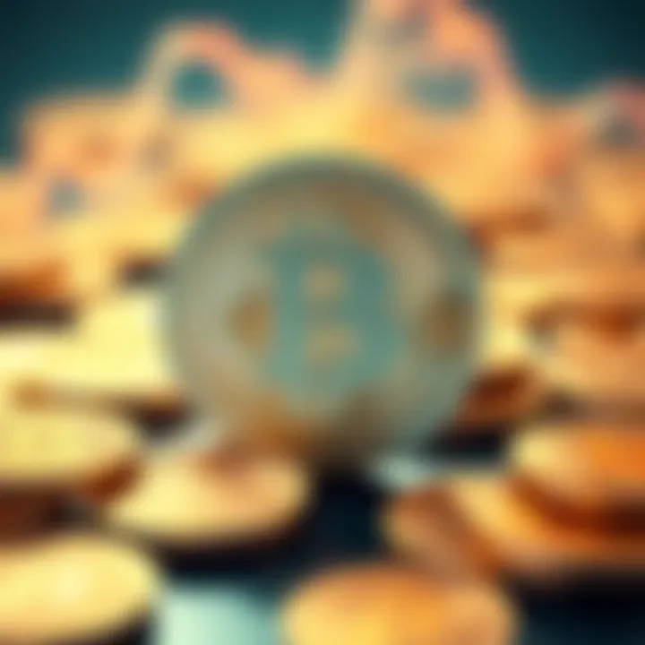 A graphic representation showing Bitcoin coins being divided in half, symbolizing the halving event and its impact on supply and demand in the cryptocurrency market.