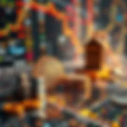 A visual representation of Bitcoin transitioning from retail trading to institutional investment, showcasing symbols of institutional finance with Bitcoin graphics.