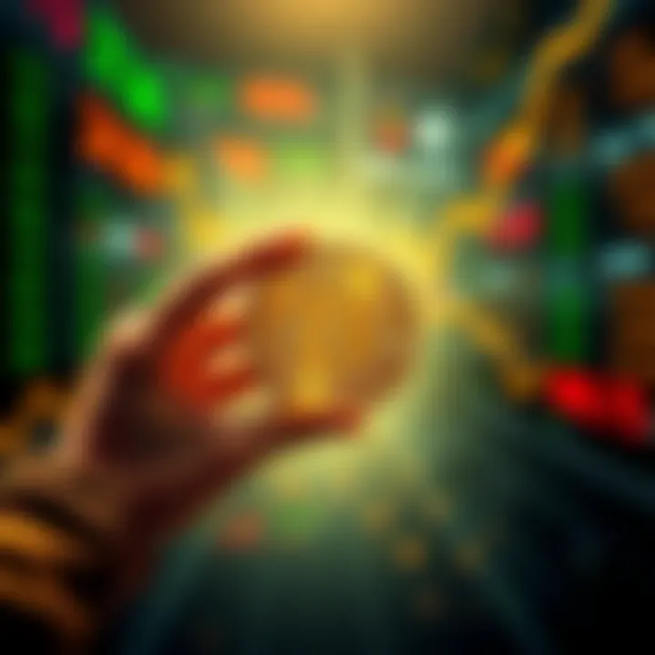 Bitcoin as a hedge against inflation A person holding a Bitcoin symbol with a background showing rising prices and inflation signs