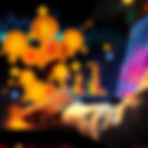 A person typing on a computer with cryptocurrency symbols in the background, representing Satoshi Nakamoto revealing his identity and its effect on Bitcoin.