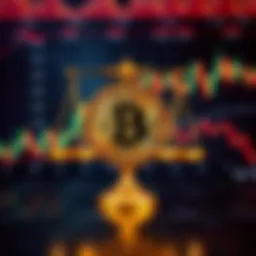 A graphic showing the Bitcoin symbol with scales balancing intrinsic and instrumental value, set against a financial backdrop.