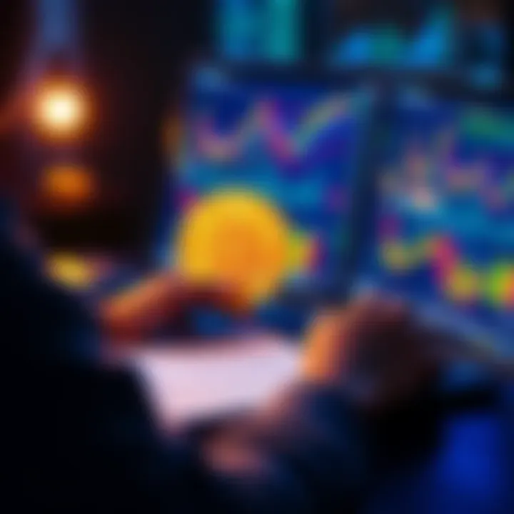 Bitcoin investment habit A person analyzing Bitcoin charts on a laptop with a notebook and pen for notes