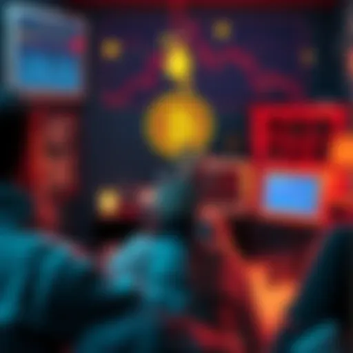 A person contemplating Bitcoin investment in a cozy setting, surrounded by cryptocurrency visuals and charts, symbolizing learning and growth.