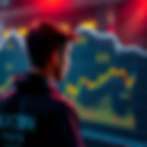 A person looking at a Bitcoin chart showing a decline, symbolizing perseverance during market dips.