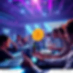 Bitcoin Knowledge Challenge Participants competing in a Bitcoin security quiz during the 80K Week Celebration, showcasing laptops and prizes.