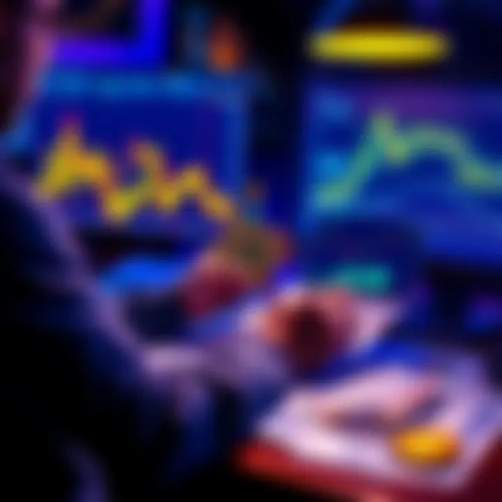 A person analyzing Bitcoin charts and graphs with financial reports on a desk, symbolizing investment strategies in cryptocurrencies.