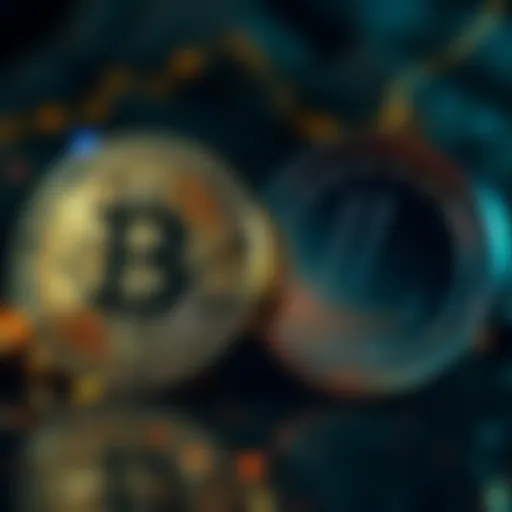 Side-by-side comparison of Bitcoin and Litecoin symbols with transaction speed and fee icons