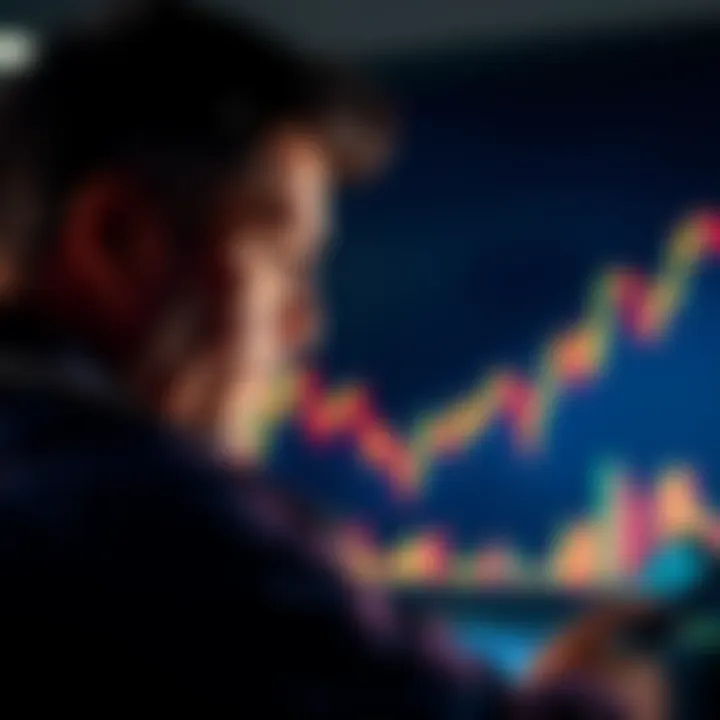 A person considering a Bitcoin loan while looking at a graph showing Bitcoin's price fluctuations