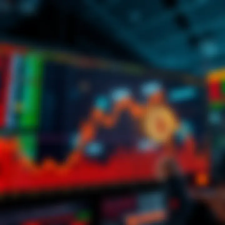 A graph showing Bitcoin's price decline after a long bull run, with traders discussing future trends in the background.