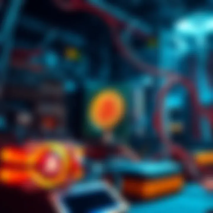 Illustration of bitcoin mining setup showcasing efficient hardware and low-cost power sources