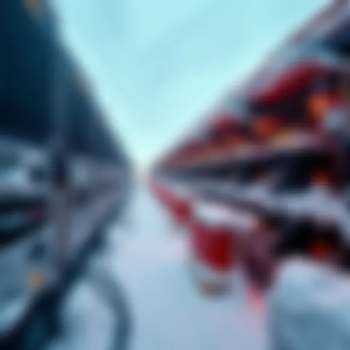 A Bitcoin mining facility covered in snow with frozen equipment during extreme cold weather.