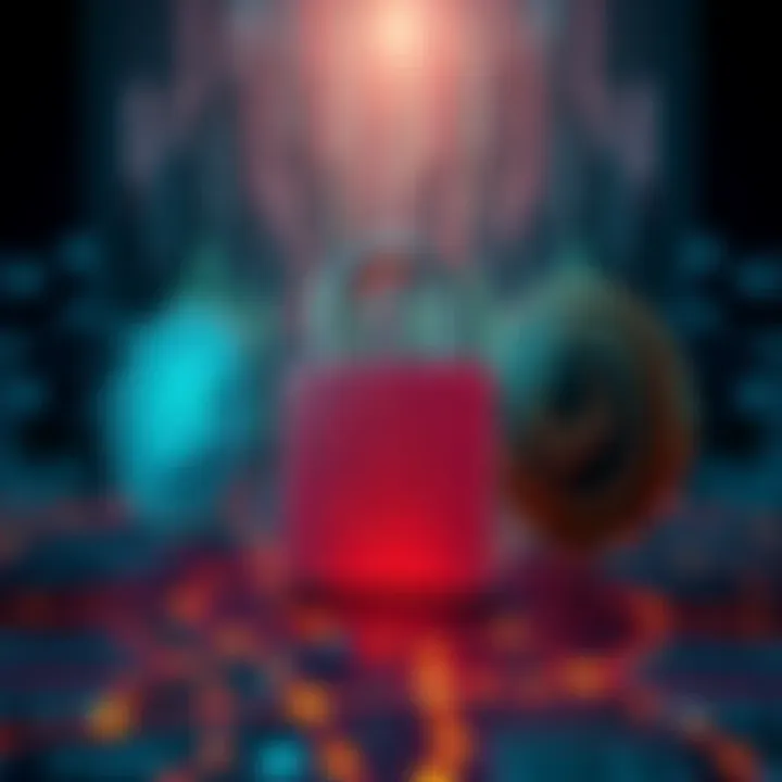 Bitcoin and Monero Comparison A graphic showing Bitcoin and Monero logos with a digital lock symbol representing privacy in cryptocurrency transactions.