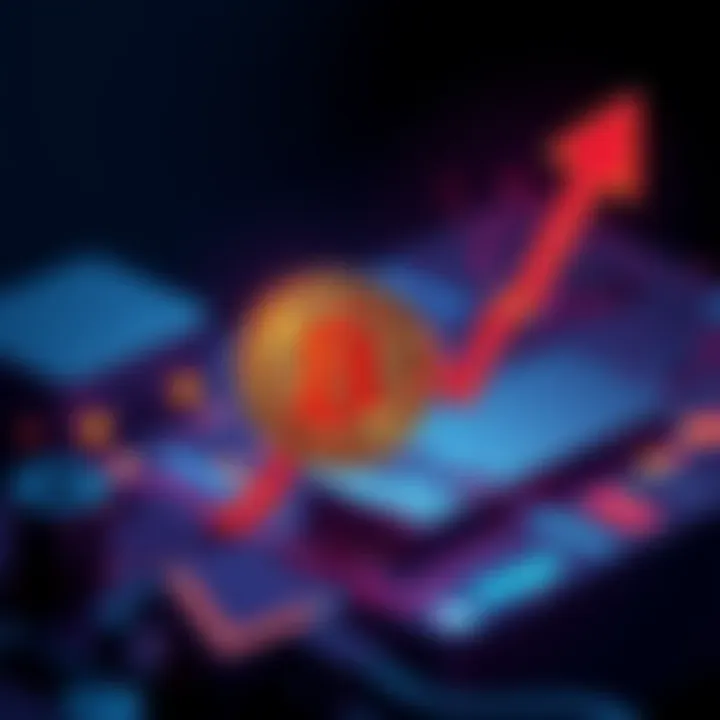 Bitcoin logo with an upward arrow, representing its price surge over $124,000
