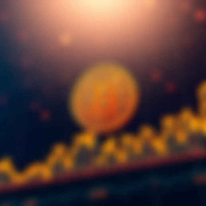 Bitcoin symbol rising on a graph with upward trends, showcasing market excitement