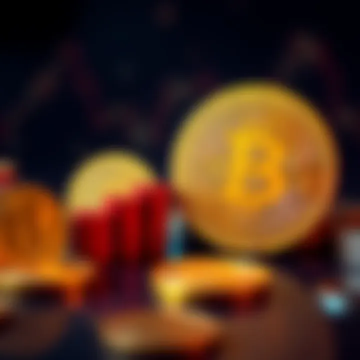 A visual of small bitcoin coins next to a larger bitcoin coin, illustrating the concept of buying partial and full amounts of bitcoin