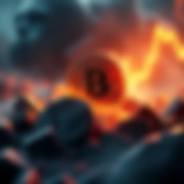 Visual representation of Bitcoin plummeting amid economic turmoil due to US tariffs on China